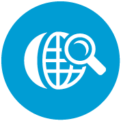 Globus mit einer Lupe